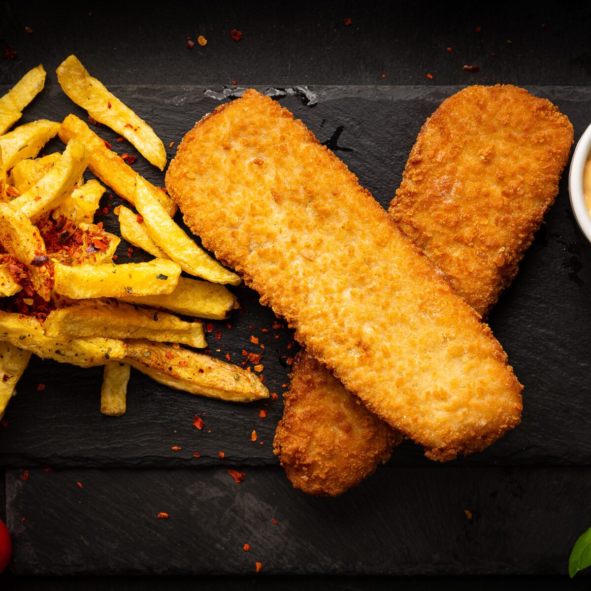 Meniu cod pane cu cartofi prăjiți și sosul casei Meniu George's Fisheries